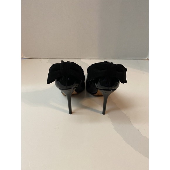 Kate Spade New York Maxine Black Patent Leather Scallops Bows Stilettos Sz 6.5M - Picture 3 of 7